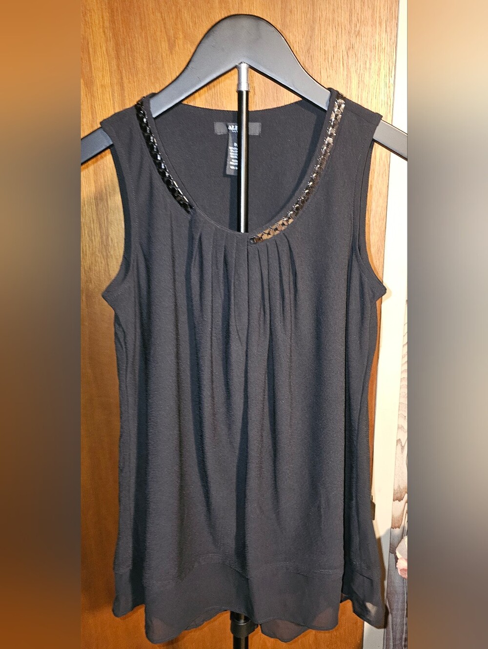 Alfani Black Sleeveless Tank with Sequin Trim